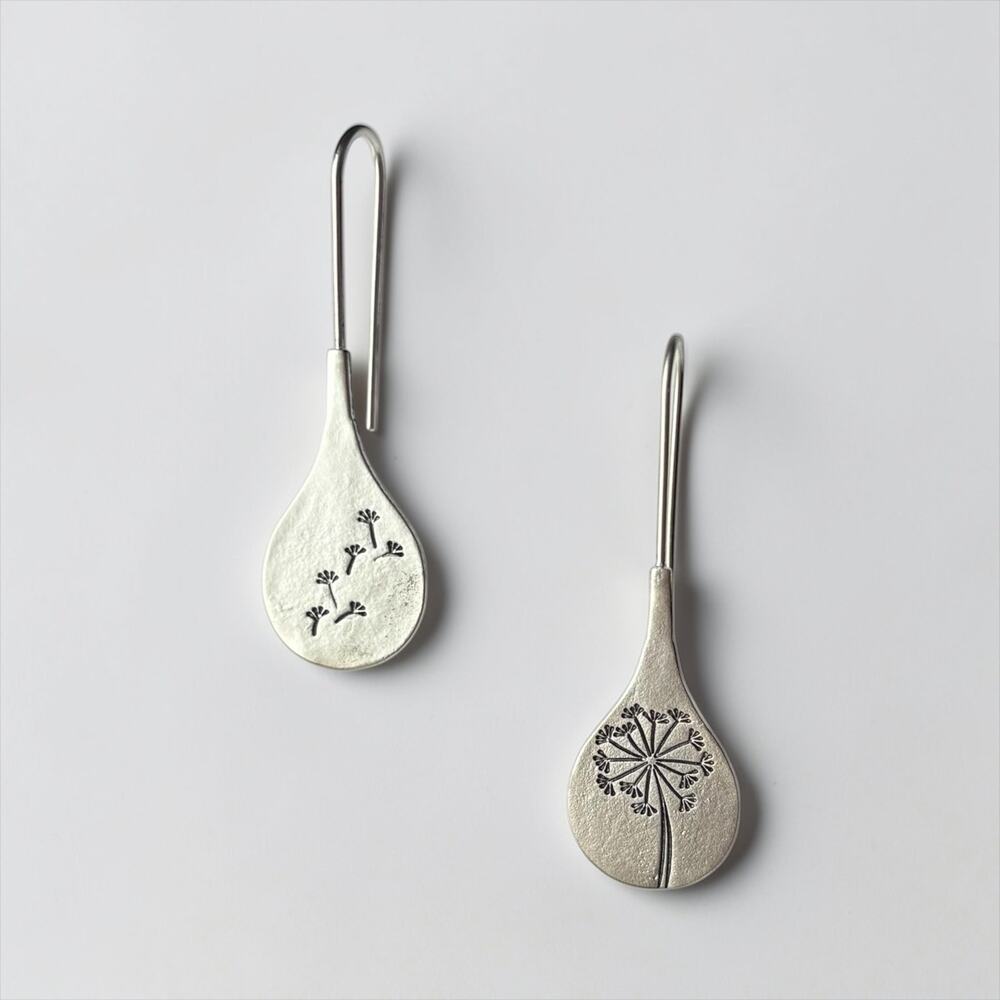 Silver Teardrop Tree Drop Earrings